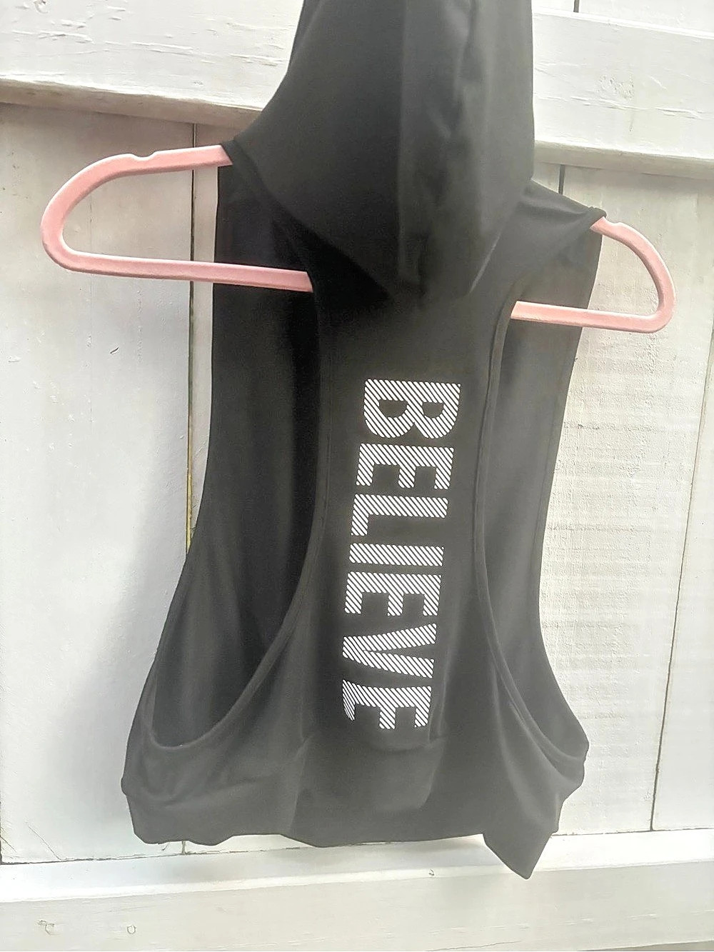 SHEIN Sleeveless Hooded Sports Tank Top Black Size Medium - Picture 2 of 7